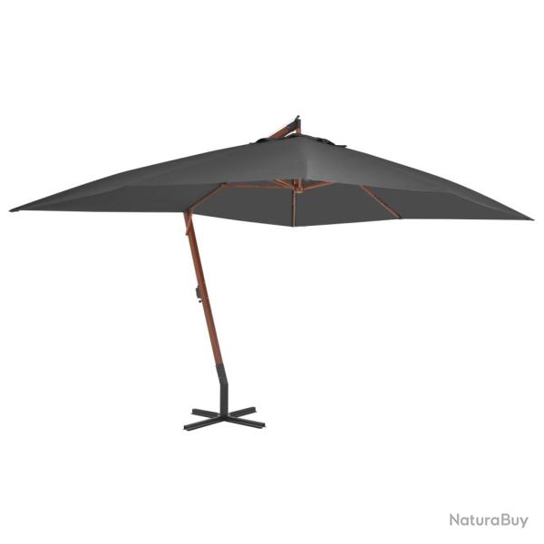 Parasol de en porte-�-faux avec m�t en bois anthracite