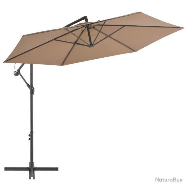 Parasol de en porte-�-faux et poteau en aluminium taupe