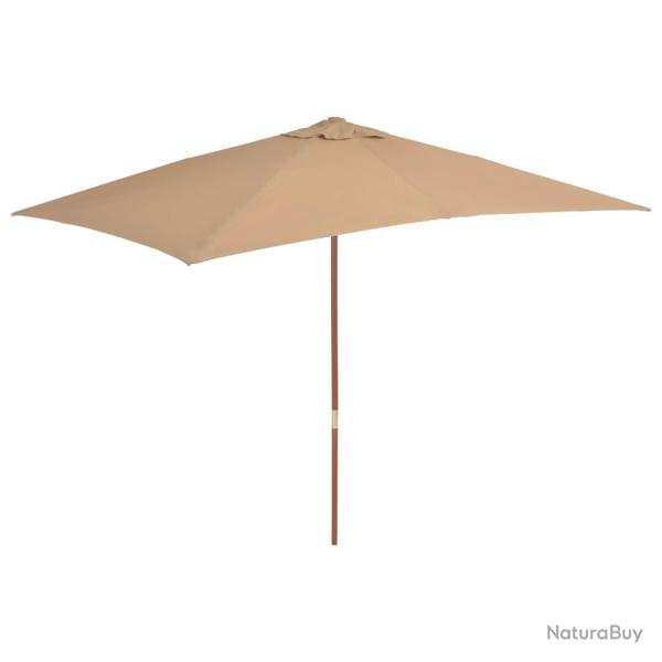 Parasol d'ext�rieur avec m�t en bois 200 x 300 cm taupe