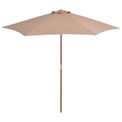 Parasol d'ext&eacute;rieur avec m&acirc;t en bois 270 cm taupe