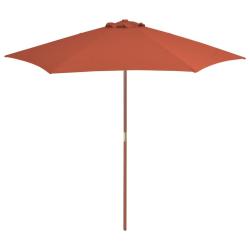 Parasol d'ext&eacute;rieur avec m&acirc;t en bois 270 cm Terre cuite