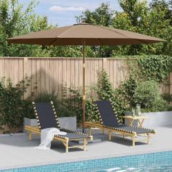 Parasol d'ext&eacute;rieur avec m&acirc;t en bois 350 cm Taupe