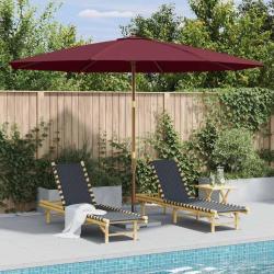 Parasol d'ext&eacute;rieur avec m&acirc;t en bois 350 cm Bordeaux