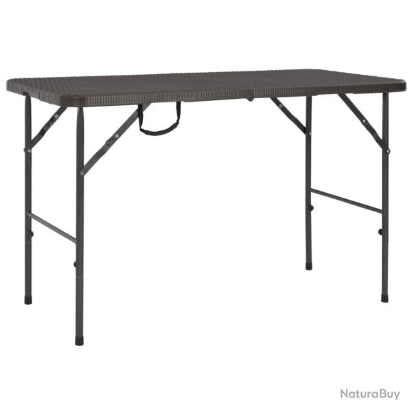 Table de pliante Marron 120x60x74cm PEHD Aspect de rotin