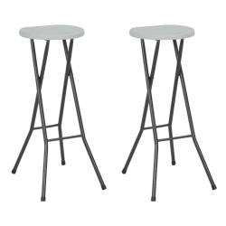 Tabourets de bar pliables lot de 2 PEHD et acier Blanc