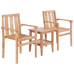 Ensemble de bistro de 3 pcs teck solide