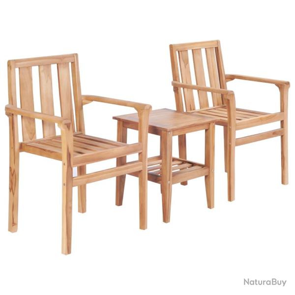 Ensemble de bistro de 3 pcs teck solide