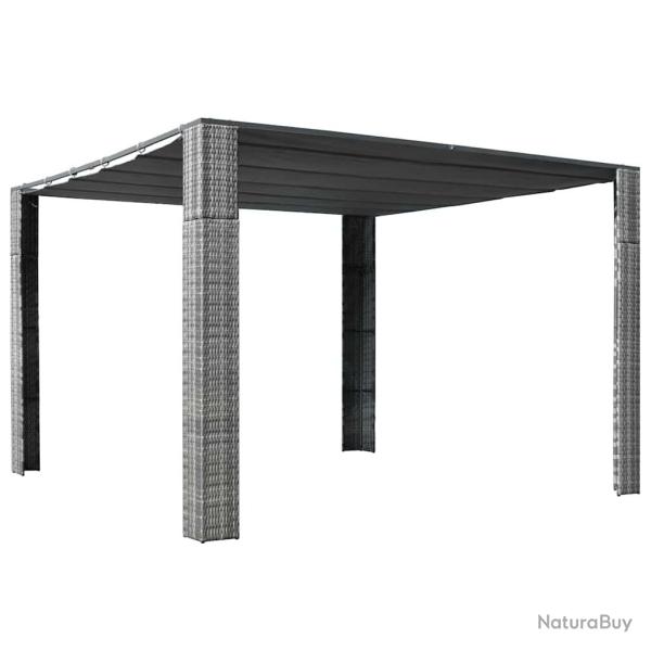Tonnelle et toit R�sine tress�e 300x300x220cm Gris / anthracite