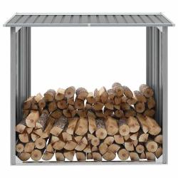Abri de stockage de bois Acier galvanis&eacute; 172x91x154 cm Gris