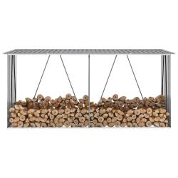Abri de stockage de bois Acier galvanis&eacute; 330x84x152 cm Gris