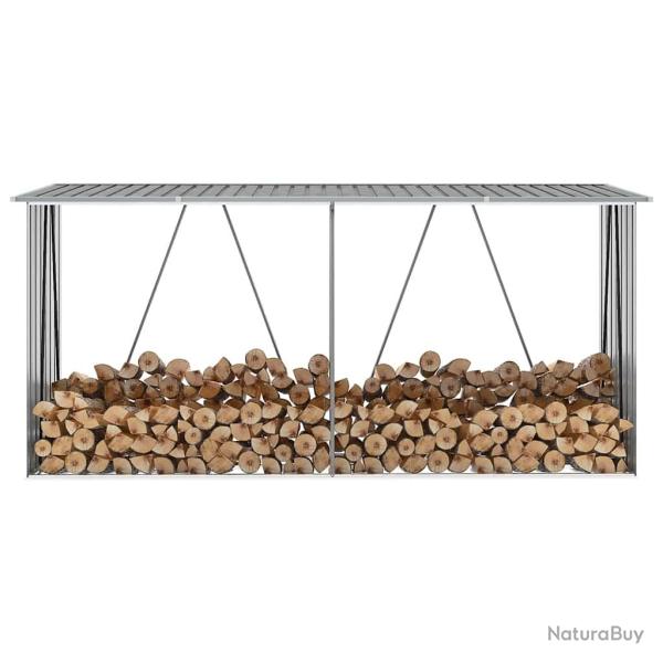 Abri de stockage de bois Acier galvanis� 330x84x152 cm Gris