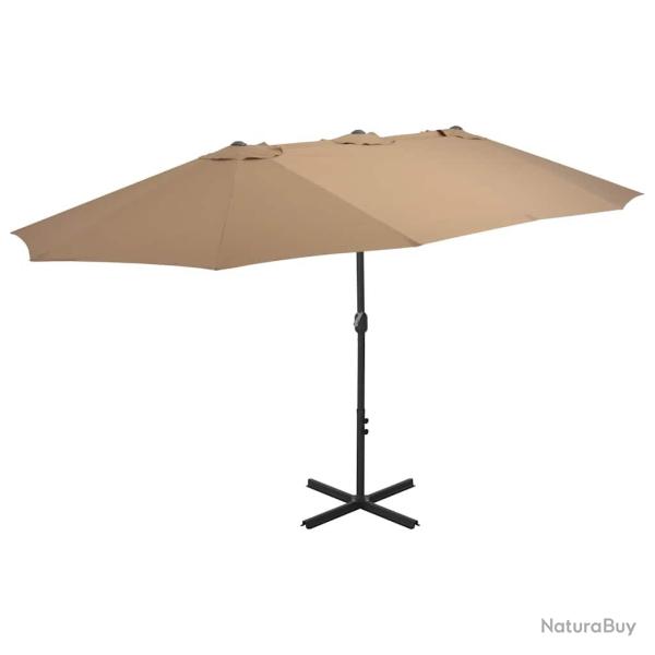 Parasol d'ext�rieur et poteau en aluminium 460x270 cm taupe