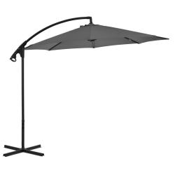 Parasol de en porte-&agrave;-feux avec m&acirc;t en acier anthracite