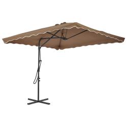 Parasol avec poteau en acier, taupe, pour la terrasse, 250 &times; 250 cm