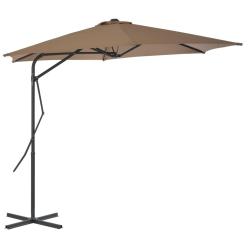 Parasol d'ext&eacute;rieur avec m&acirc;t en acier 300 cm Taupe