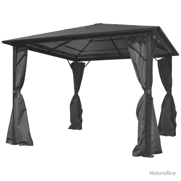 Belv�d�re avec rideau Anthracite Aluminium 300 x 300 cm