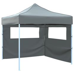 Tente de r&eacute;ception escamotable avec 2 parois 3x3 m Anthracite