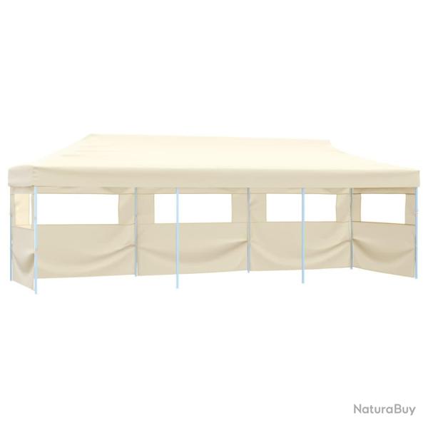 Tente de r�ception pliable escamotable avec 5 parois 3x9m cr�me