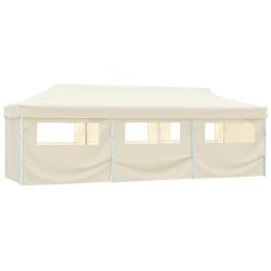 Tente de r&eacute;ception pliable avec 8 parois 870x291x315 cm Blanc cass&eacute;