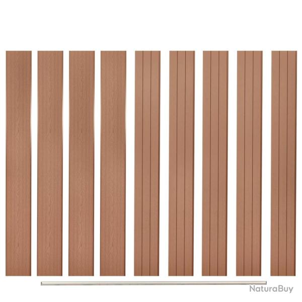 Panneaux de cl�ture de remplacement 9 pcs WPC 170 cm Marron