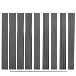 Panneaux de cl&ocirc;ture de remplacement 9 pcs WPC 170 cm Gris