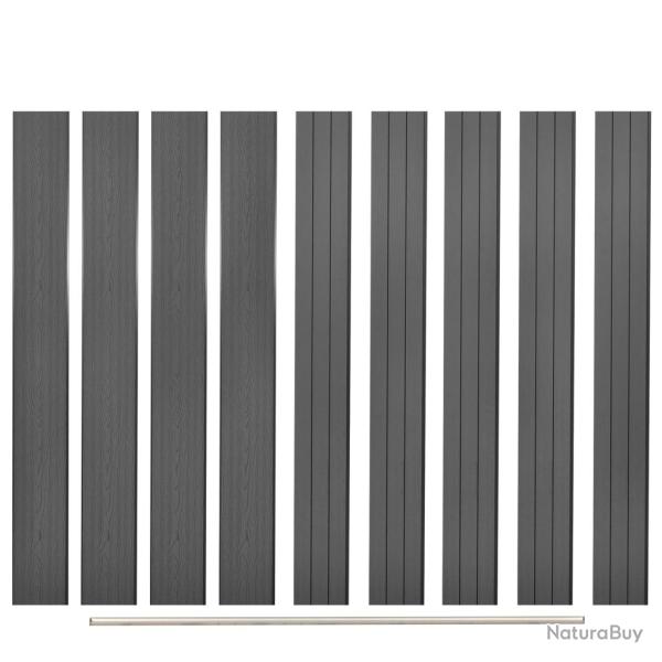 Panneaux de cl�ture de remplacement 9 pcs WPC 170 cm Gris