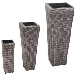 Lits sur&eacute;lev&eacute;s de 3 pcs R&eacute;sine tress&eacute;e Gris