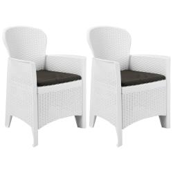 Chaise de lot de 2 coussin Blanc Plastique Aspect rotin