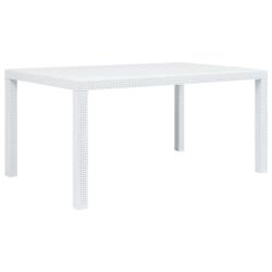 Table de Blanc 150x90x72 cm Plastique Aspect de rotin