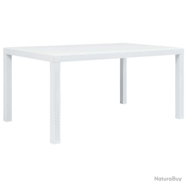 Table de Blanc 150x90x72 cm Plastique Aspect de rotin
