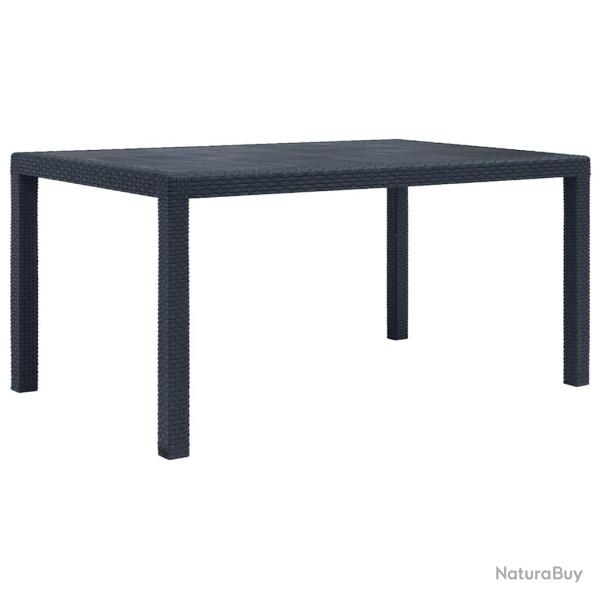 Table de Anthracite 150x90x72 cm Plastique Aspect rotin