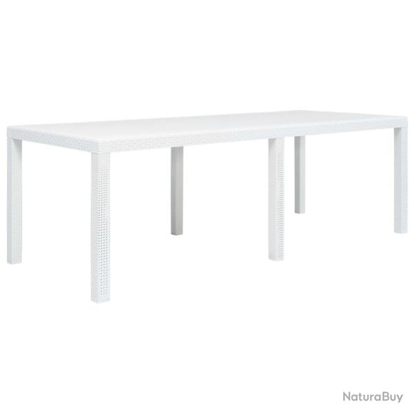 Table de Blanc 220x90x72 cm Plastique Aspect de rotin
