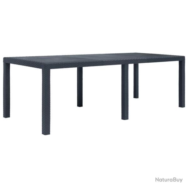 Table de Anthracite 220x90x72 cm Plastique Aspect rotin