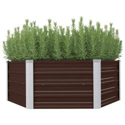Jardini&egrave;re sur&eacute;lev&eacute;e Marron 129x129x45 cm Acier galvanis&eacute;
