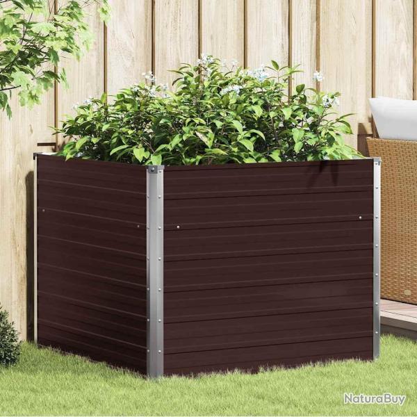 Jardini�re sur�lev�e Marron 100x100x77 cm Acier galvanis�