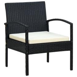 Chaise de avec coussin R&eacute;sine tress&eacute;e Noir