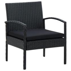 Chaise de avec coussin R&eacute;sine tress&eacute;e Noir