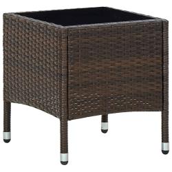 Table de Marron 40x40x45 cm R&eacute;sine tress&eacute;e