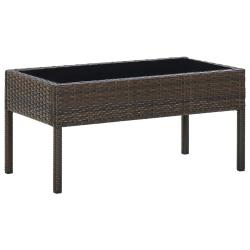 Table de Marron 75x40x37 cm R&eacute;sine tress&eacute;e