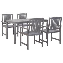 Ensemble &agrave; manger d'ext&eacute;rieur 5 pcs Gris Bois d'acacia solide