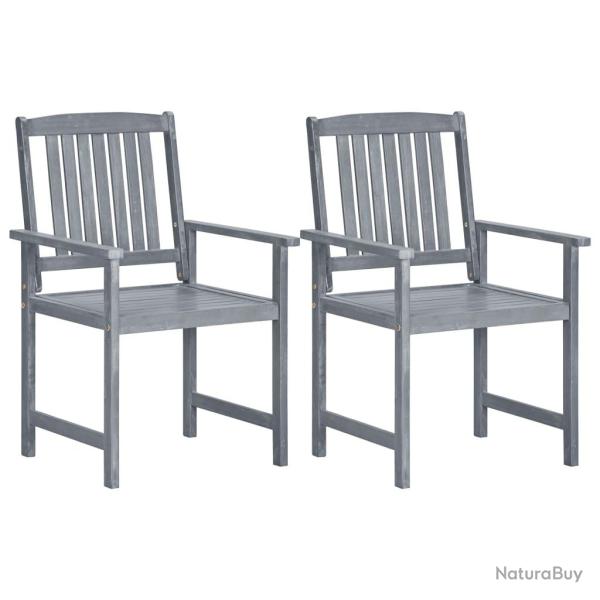 Chaises de lot de 2 Gris Bois solide d'acacia