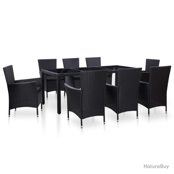 Ensemble � d�ner d'ext�rieur 9 pcs R�sine tress�e Noir