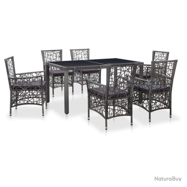 Ensemble � manger d'ext�rieur 7 pcs R�sine tress�e Gris
