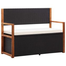 Banc de 115 cm R&eacute;sine tress&eacute;e et bois d'acacia Noir