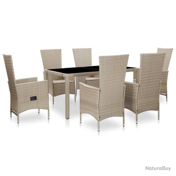 Ensemble � manger d'ext�rieur 7 pcs coussins R�sine tress�e