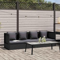 Lit de avec coussin et oreiller R&eacute;sine tress&eacute;e Noir