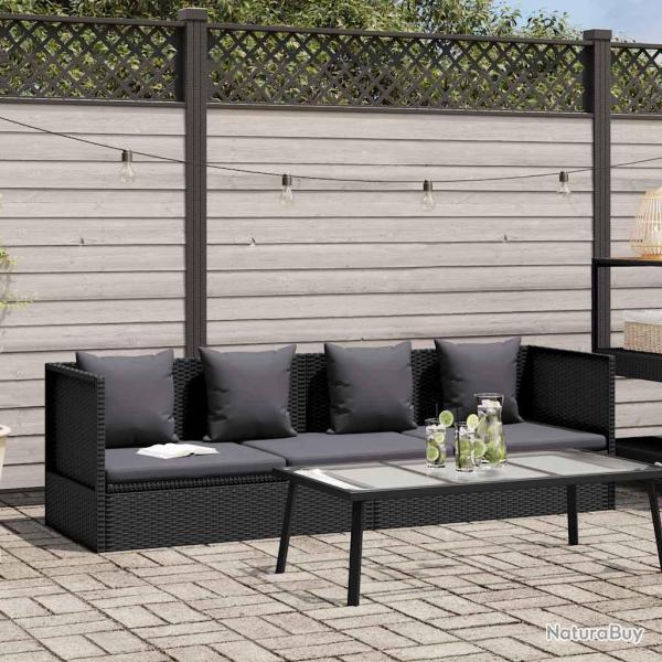 Lit de avec coussin et oreiller R�sine tress�e Noir