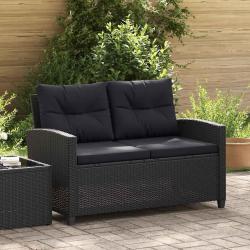 Canap&eacute; 2 places de et coussins Noir 124cm R&eacute;sine tress&eacute;e