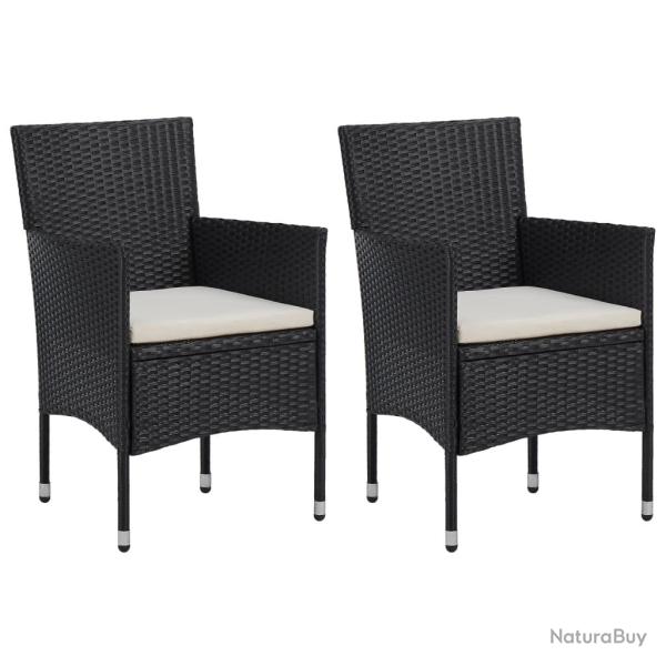 Chaises de lot de 2 R�sine tress�e Noir