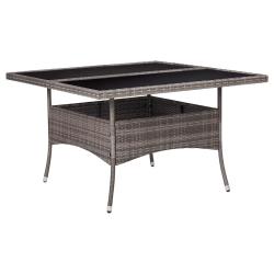 Table &agrave; manger d'ext&eacute;rieur Gris R&eacute;sine tress&eacute;e et verre